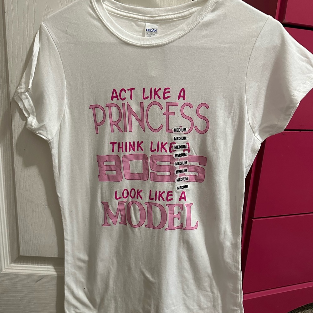 Gildan White Tee with Pink Motivational Print